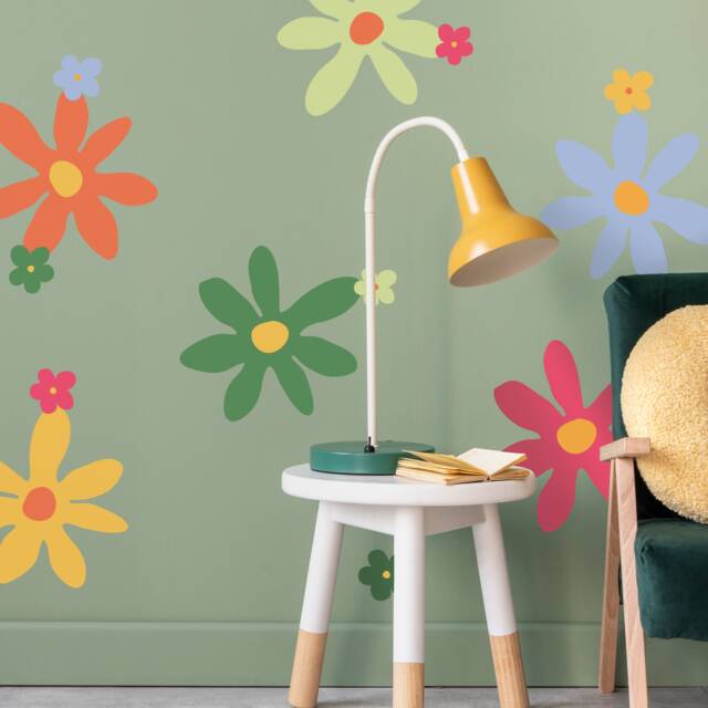 Flower Power Fabric Wall Decals Peel & Stick Nursery Decor - image 1