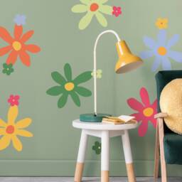 Flower Power Fabric Wall Decals Peel & Stick Nursery Decor - thumbnail 1