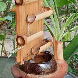 Handmade Coconut Bamboo Tabletop Fountain - thumbnail 2