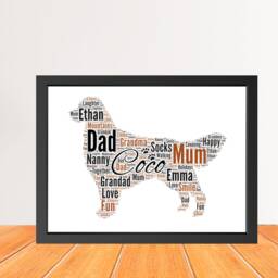 Custom Golden Retriever Name Word Cloud Art Print - Personalized Dog Memorial Wall - thumbnail 1