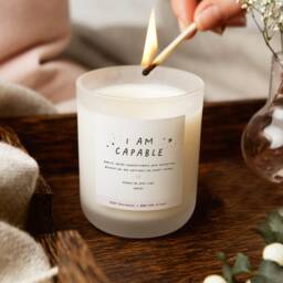 I Am Capable Scented Candle Positive Affirmation Gift, Frosted Soy Candle - thumbnail 2