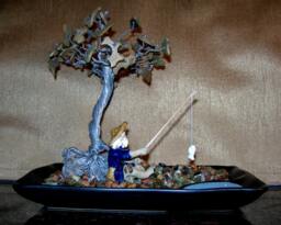 Fisherman's Luck Wire Bonsai Sculpture