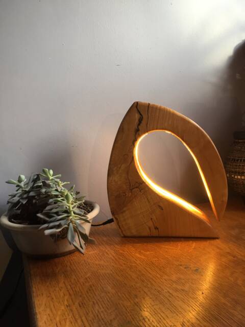 The Swan - Hand-Carved Sculptural Wood Lamp - image 1