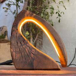 The Swan - Hand-Carved Sculptural Wood Lamp - thumbnail 2