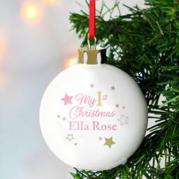 Personalised My 1st Christmas Bauble - New Baby Baby's First Keepsake Gift Christmas - thumbnail 1