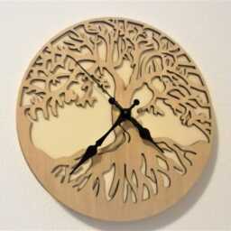 Wooden Wall Clock, Tree Of Life, Laser Cut, Double Layer Goofy/Walnut 7 Mm - thumbnail 3
