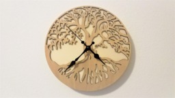 Wooden Wall Clock, Tree Of Life, Laser Cut, Double Layer Goofy/Walnut 7 Mm