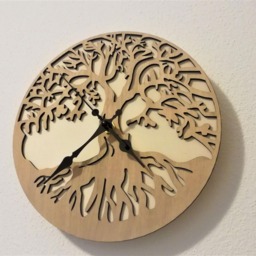 Wooden Wall Clock, Tree Of Life, Laser Cut, Double Layer Goofy/Walnut 7 Mm - thumbnail 2