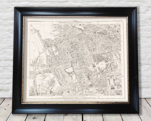 1877 London Map Print Kensington, Bayswater, Notting Hill - Exceptional Quality 230Gsm Framed Unframed Free Standard Delivery - image 1