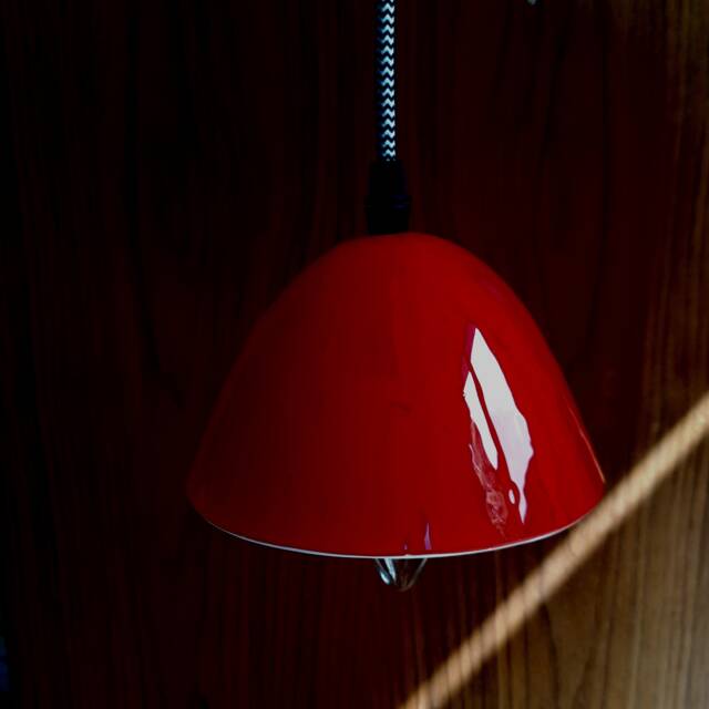 Red Murano Glass Pendant Lamp Minimalist Fused Ceiling Light - image 1