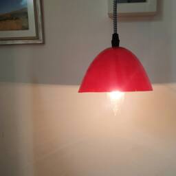Red Murano Glass Pendant Lamp Minimalist Fused Ceiling Light - thumbnail 4
