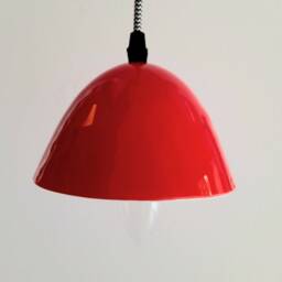 Red Murano Glass Pendant Lamp Minimalist Fused Ceiling Light - thumbnail 2