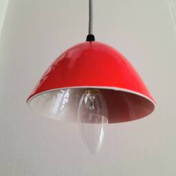 Red Murano Glass Pendant Lamp Minimalist Fused Ceiling Light - thumbnail 3