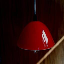 Red Murano Glass Pendant Lamp Minimalist Fused Ceiling Light - thumbnail 1