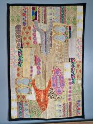Vintage Indian Wall Hanging Embroidered Patchwork Tapestry - 100x150cm - thumbnail 1