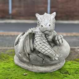 Cute Baby Dragon Sculpture Concrete Statue Outdoor Cement Ornament Handmade Figurine Home Decor Yard Art Gift - thumbnail 2