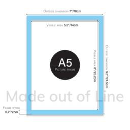 A5 Light Blue Picture Frame, Photo Frame Size, Poster With Mount A6 Print Option, Made in The Uk, Art - thumbnail 3