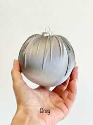 Handmade Gray Satin Christmas Ornament Rustic Holiday Ball
