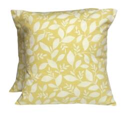 "Ochre Yellow Leaf Cushion Covers Cotton Throw Pillow Set Of Two - 16""-24" - thumbnail 1