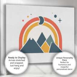 Minimalist Mountain Rainbow Crescent Moon Geometric Landscape Canvas Wall Art Print Decor Picture Ready To Hang - thumbnail 3
