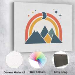 Minimalist Mountain Rainbow Crescent Moon Geometric Landscape Canvas Wall Art Print Decor Picture Ready To Hang - thumbnail 2