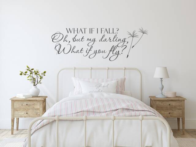 Inspirational Quote Wall Decal What If You Fly Girls Bedroom Decor P107 - image 1