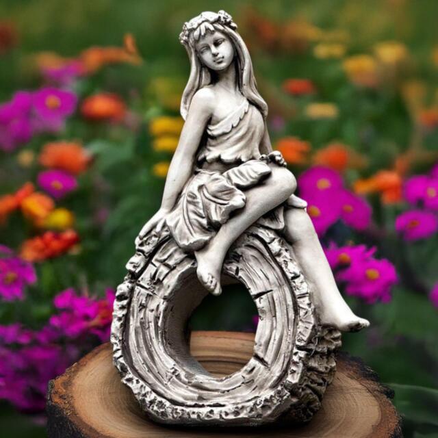 Forest Nymph Statue Enchanted Woodland Fairy Sculpture Concrete Spirit Figurine Stone Dryad Decoration Handmade Girl Art Memorial Decor - image 1