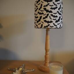 Black White Bat Lampshade Gothic Animal Design Handmade Cotton Fabric Drum Shade Table Floor Or Ceiling Pendant - Various Sizes - thumbnail 3