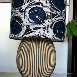 Handmade Batik Lampshade African Wax Print Drum Shade - thumbnail 2