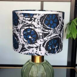 Handmade Batik Lampshade African Wax Print Drum Shade - thumbnail 3