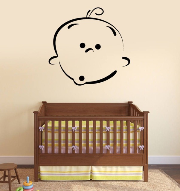 Wall Vinyl Decal Beauty Baby Cartoon Face With Emotion Decor For Kids Room - #2489Dn - image 1