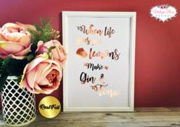 Gin & Tonic Real Foil Print, Sign Decoration, Rose Gold Framed Or Unframed A4 Art, Home Decor - thumbnail 1