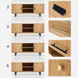 Mid-Century Sideboard, Dresser, Commode, Credenza Made Of Oak Vaneer - Livlo D-S15 - thumbnail 3