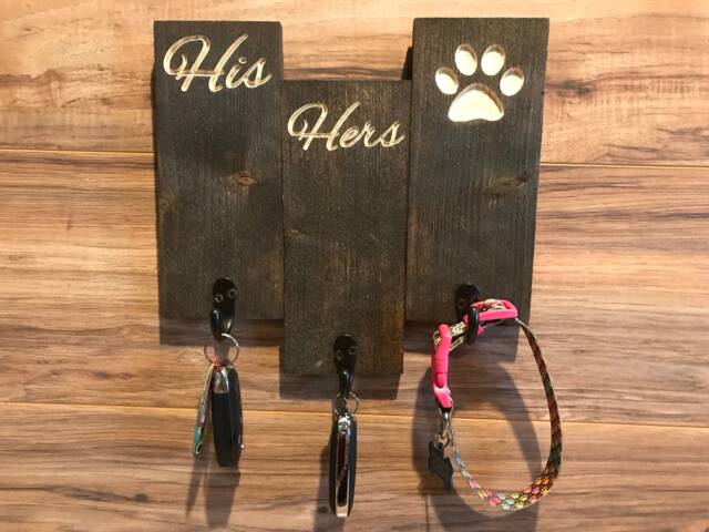 His Hers Dog Key Holder Gift For Her Anniversary Housewarming Custom Sign Home Decor Rustic Farmhouse Shabby Chic Family - image 1