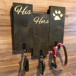 His Hers Dog Key Holder Gift For Her Anniversary Housewarming Custom Sign Home Decor Rustic Farmhouse Shabby Chic Family - thumbnail 2