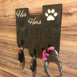 His Hers Dog Key Holder Gift For Her Anniversary Housewarming Custom Sign Home Decor Rustic Farmhouse Shabby Chic Family - thumbnail 3