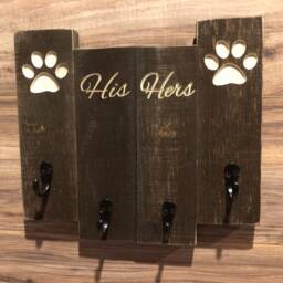 His Hers Dog Key Holder Gift For Her Anniversary Housewarming Custom Sign Home Decor Rustic Farmhouse Shabby Chic Family - thumbnail 4