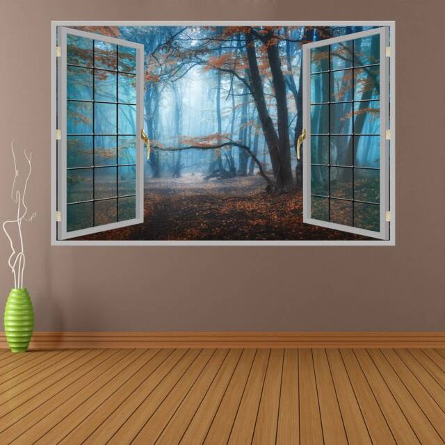 Dark Forest Trees Autumn Wall Decal Sticker Mural Poster Print Art Home Office Decor Ka18 - image 1