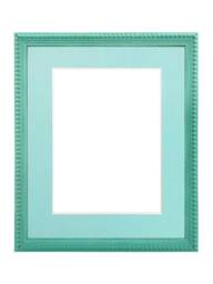 Crown Turquoise Photo Frame With Blue Mount, Wooden Bobbin Distressed - thumbnail 1
