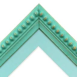 Crown Turquoise Photo Frame With Blue Mount, Wooden Bobbin Distressed - thumbnail 2