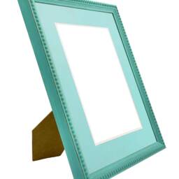 Crown Turquoise Photo Frame With Blue Mount, Wooden Bobbin Distressed - thumbnail 3
