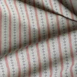 Indigo Red Stripe Roman Blind - Custom Botanical Linen Look Window Shade Country Cottage Style - thumbnail 3