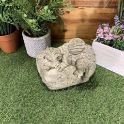 Stone Garden Dragon On A Rock Hand Cast Cute Statue Mythical Gothic Ornament - thumbnail 4