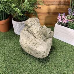 Stone Garden Dragon On A Rock Hand Cast Cute Statue Mythical Gothic Ornament - thumbnail 3