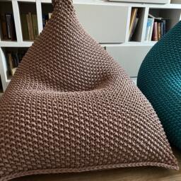Copper Bean Bag Chair For Adults/Kids, Reading Chair, Crochet Brown Pouf, Lounger Daybed Sitzack, Pouf - thumbnail 4