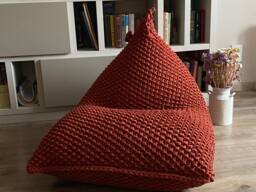 Copper Bean Bag Chair For Adults/Kids, Reading Chair, Crochet Brown Pouf, Lounger Daybed Sitzack, Pouf