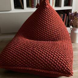 Copper Bean Bag Chair For Adults/Kids, Reading Chair, Crochet Brown Pouf, Lounger Daybed Sitzack, Pouf - thumbnail 3