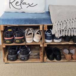 Wooden Shoe Rack Bench, Rustic Entryway Storage, Solid Wood Hallway Organiser With Optional Seat Cushion - thumbnail 4