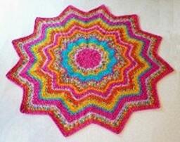 PDF Pattern Crocheted 12-Pointed Star Blanket Let's Go To The Beach Fuchsia & Turquoise Design - thumbnail 2