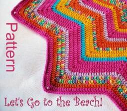 PDF Pattern Crocheted 12-Pointed Star Blanket Let's Go To The Beach Fuchsia & Turquoise Design